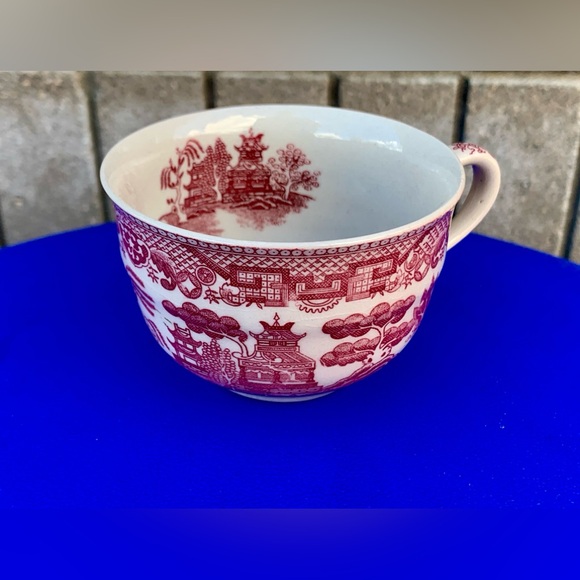 Post WWII Japan Antique Red Willow Chinoiserie Transferware Teacup - Picture 8 of 16
